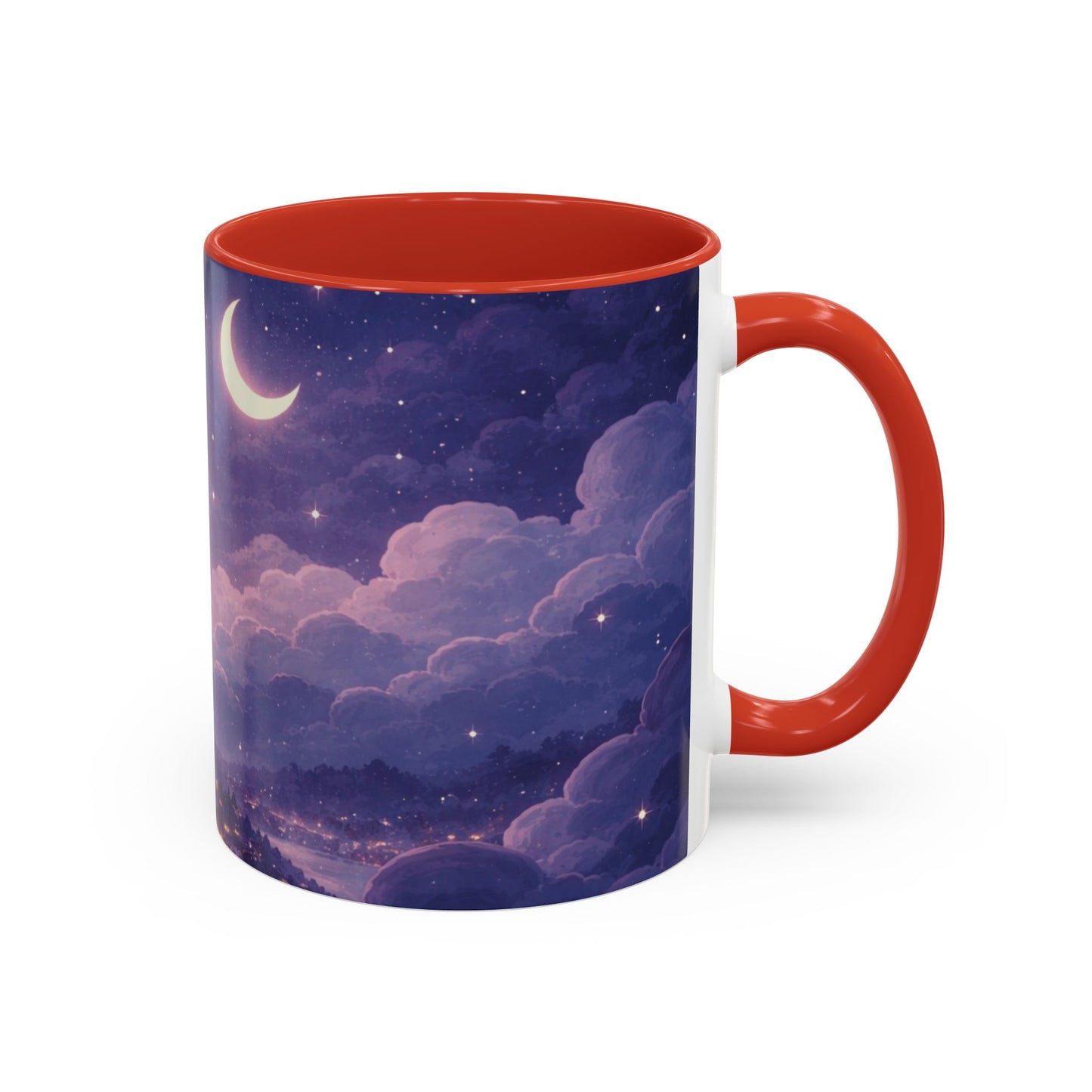 Crescent Night Sky Coffee Mug — Dreamy Purple Moonlit Landscape Accent Mug (11/15 oz)