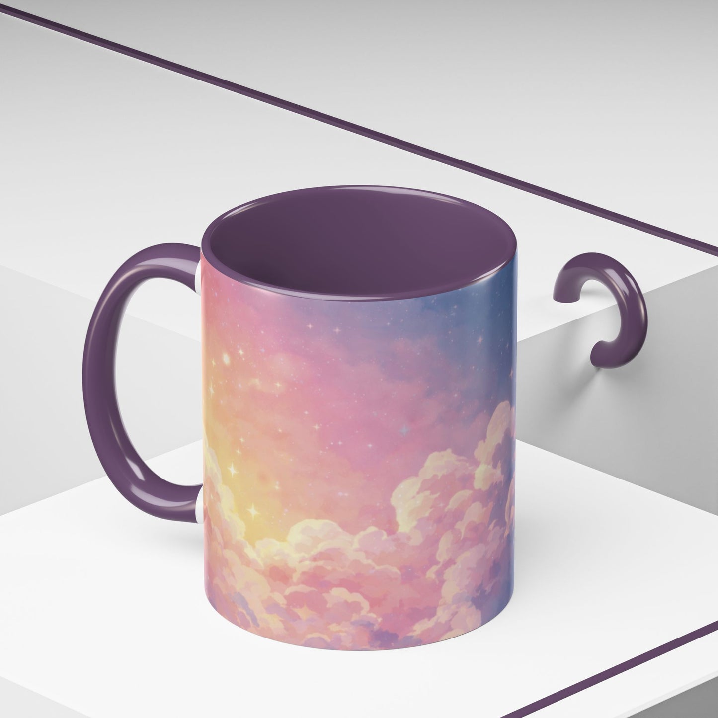 Crescent Moon Cloud Coffee Mug — Dreamy Night Sky Accent Mug