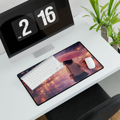 Rainy City Anime Desk Mat — Aesthetic Waterproof Gaming Mouse Pad