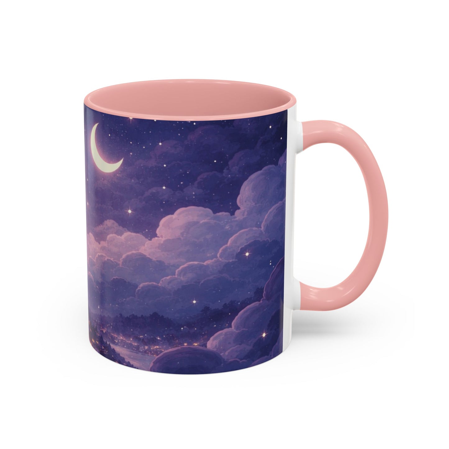 Crescent Night Sky Coffee Mug — Dreamy Purple Moonlit Landscape Accent Mug (11/15 oz)