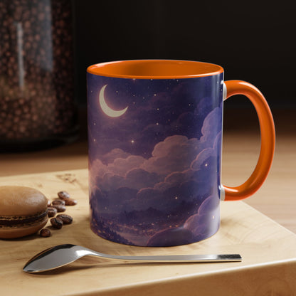 Crescent Night Sky Coffee Mug — Dreamy Purple Moonlit Landscape Accent Mug (11/15 oz)
