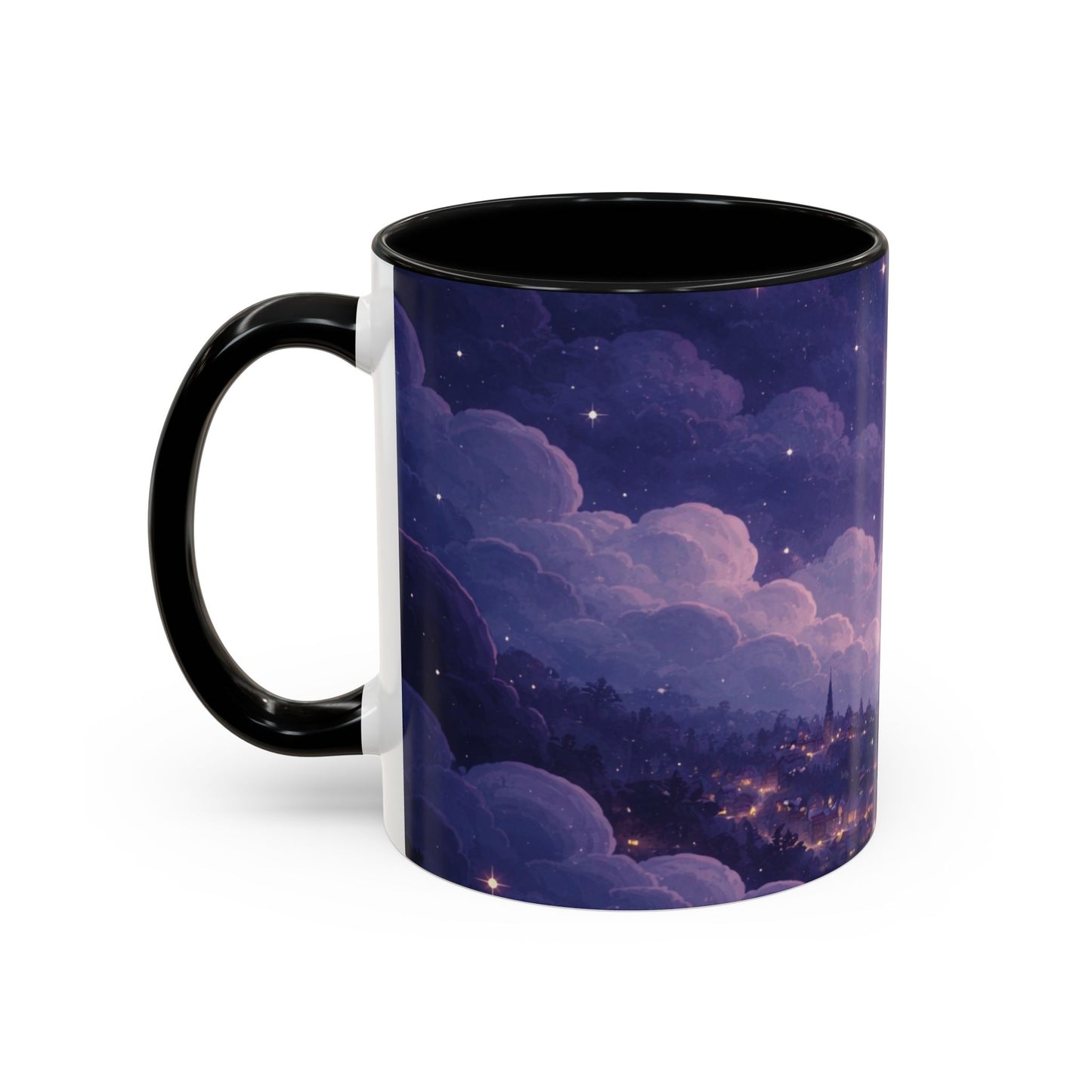 Crescent Night Sky Coffee Mug — Dreamy Purple Moonlit Landscape Accent Mug (11/15 oz)