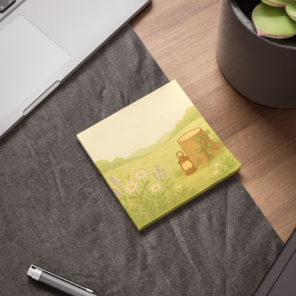 Wildflower Meadow Post-it Notes — Cute Lantern & Stump Sticky Notes for Desk Organization
