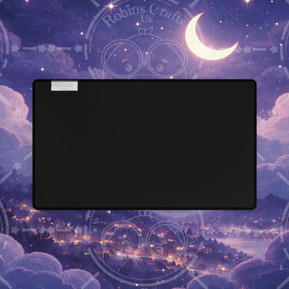 Moonlit Village Desk Mat — Dreamy Night Sky Gaming/Work Mouse Pad