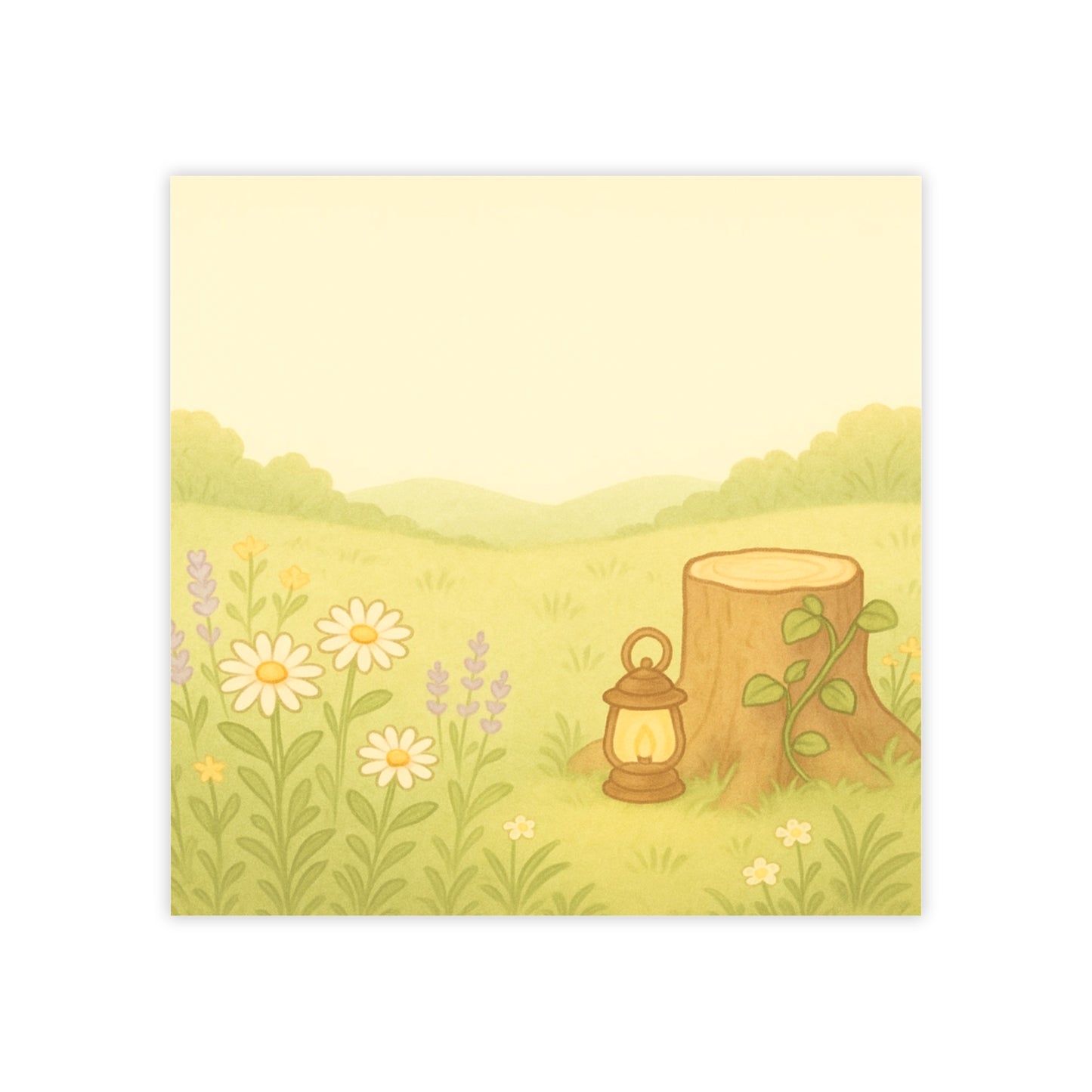 Wildflower Meadow Post-it Notes — Cute Lantern & Stump Sticky Notes for Desk Organization
