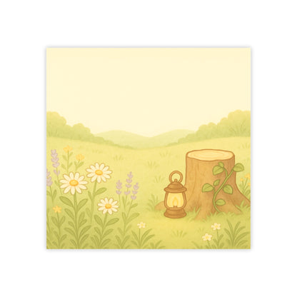 Wildflower Meadow Post-it Notes — Cute Lantern & Stump Sticky Notes for Desk Organization