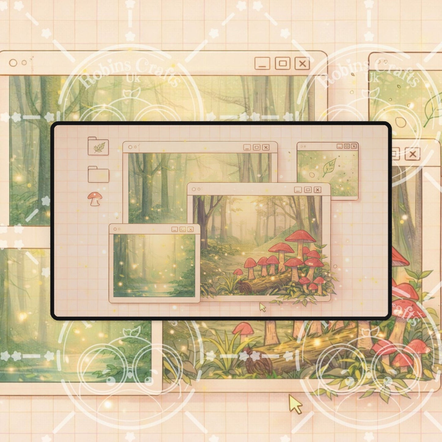 Forest Window Desk Mat — Enchanted Mushroom Desktop Mouse Pad