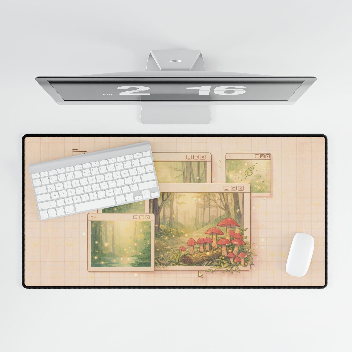 Forest Window Desk Mat — Enchanted Mushroom Desktop Mouse Pad