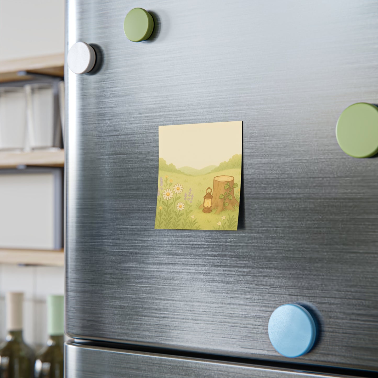 Wildflower Meadow Post-it Notes — Cute Lantern & Stump Sticky Notes for Desk Organization