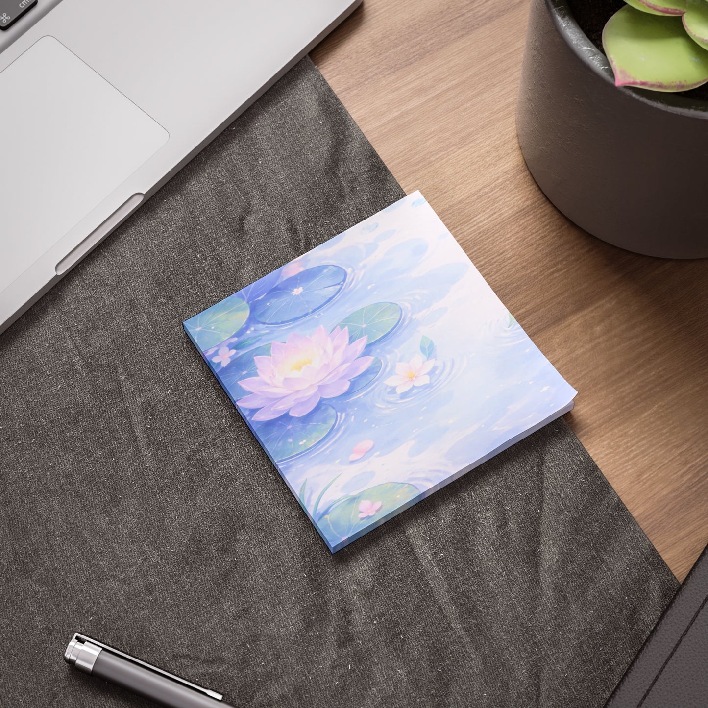 Watercolor Lotus Post-it Note Pads — Serene Lily Pad Sticky Notes for Office & Journaling
