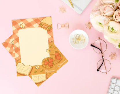 Strawberry Picnic Notepad - Hand-Illustrated A5/A6 | Robins Crafts UK