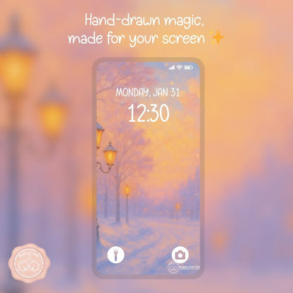 Winter Wall wallpaper – illustrated Digital Wallpaper Download | Art wallpaper