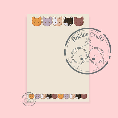 Kitty smiles - Kawaii Notepad - Hand-Illustrated A5/A6 | Robins Crafts UK