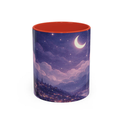 Crescent Night Sky Coffee Mug — Dreamy Purple Moonlit Landscape Accent Mug (11/15 oz)