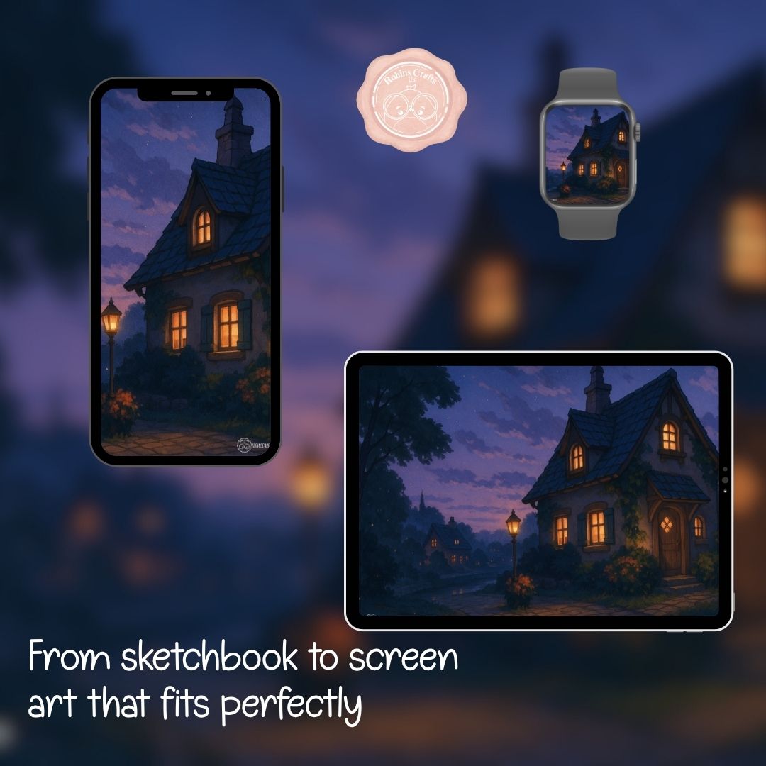 Twilight at Briar Corner wallpaper – illustrated Digital Wallpaper Download | Art wallpaper