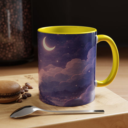 Crescent Night Sky Coffee Mug — Dreamy Purple Moonlit Landscape Accent Mug (11/15 oz)