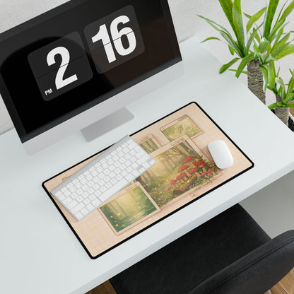 Forest Window Desk Mat — Enchanted Mushroom Desktop Mouse Pad