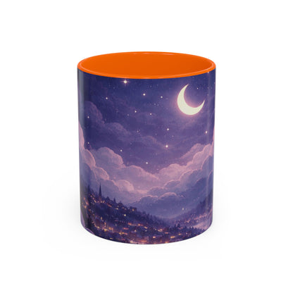 Crescent Night Sky Coffee Mug — Dreamy Purple Moonlit Landscape Accent Mug (11/15 oz)