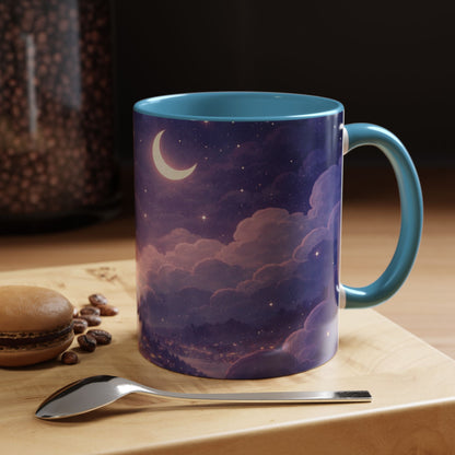 Crescent Night Sky Coffee Mug — Dreamy Purple Moonlit Landscape Accent Mug (11/15 oz)