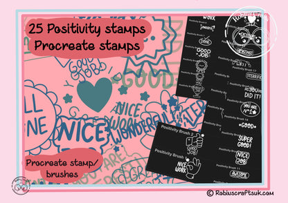 Positivity stamps - procreate stamps/brushes - digital use only - procreate