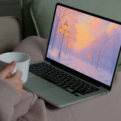 Winter Wall wallpaper – illustrated Digital Wallpaper Download | Art wallpaper