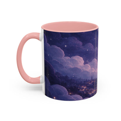 Crescent Night Sky Coffee Mug — Dreamy Purple Moonlit Landscape Accent Mug (11/15 oz)