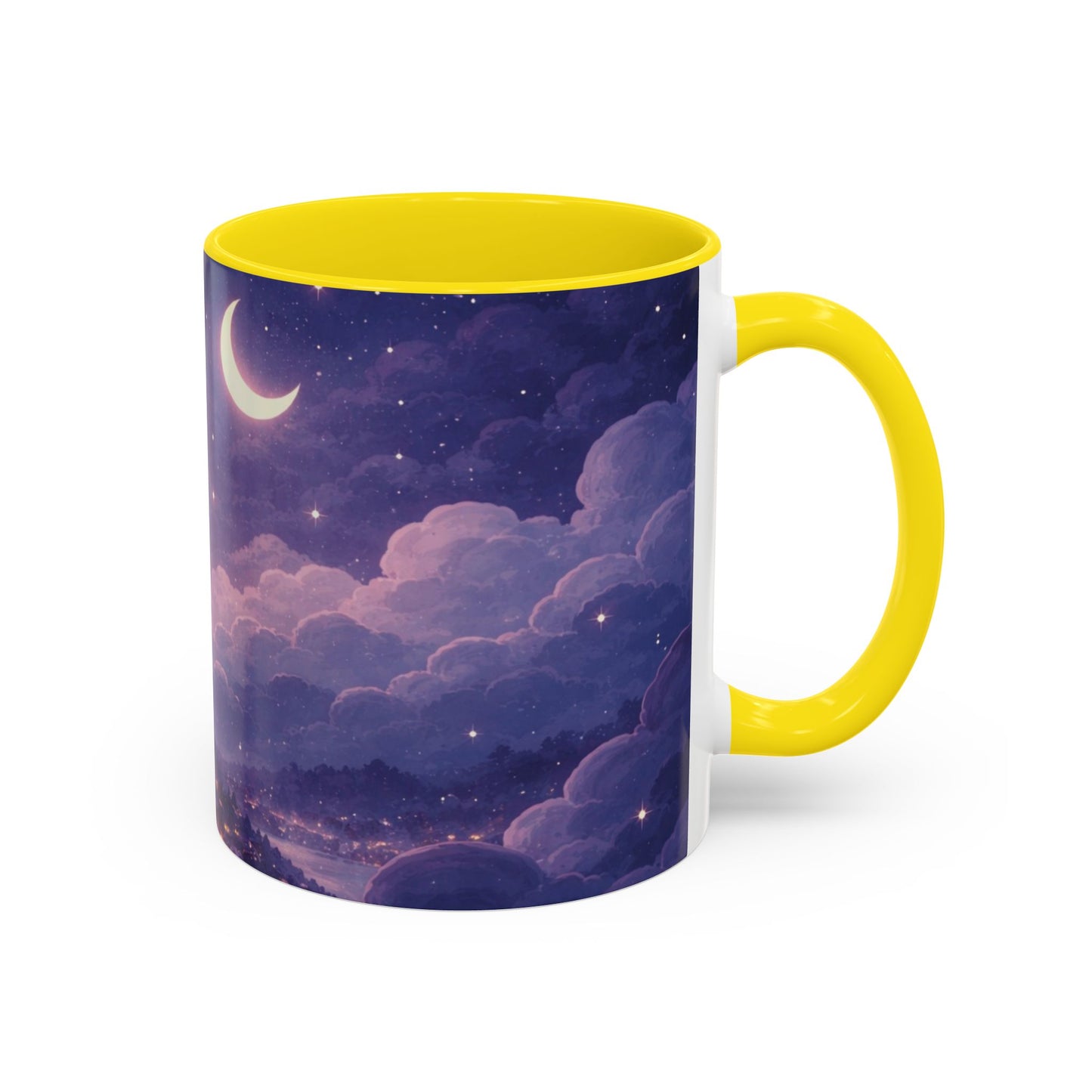 Crescent Night Sky Coffee Mug — Dreamy Purple Moonlit Landscape Accent Mug (11/15 oz)