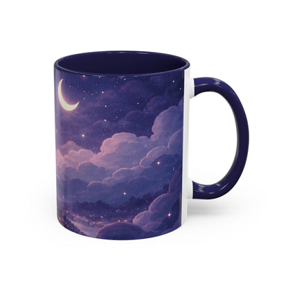 Crescent Night Sky Coffee Mug — Dreamy Purple Moonlit Landscape Accent Mug (11/15 oz)