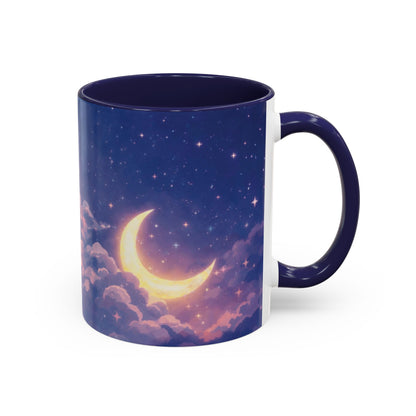 Crescent Moon Cloud Coffee Mug — Dreamy Night Sky Accent Mug