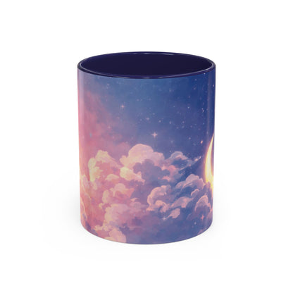 Crescent Moon Cloud Coffee Mug — Dreamy Night Sky Accent Mug