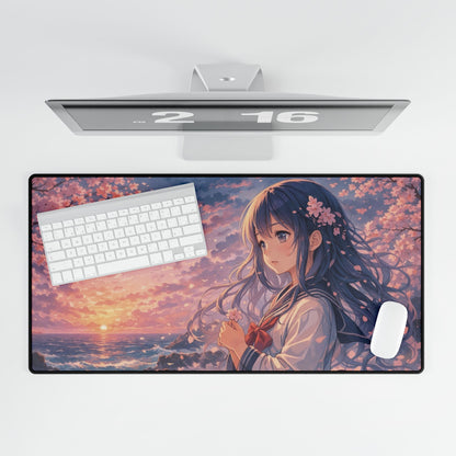 Anime Cherry Blossom Sunset Desk Mat — Large Gaming Mousepad