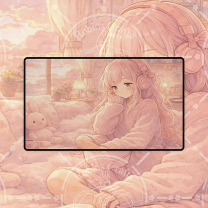 Cute Pastel Girl Desk Mat — Cozy Bedroom Gaming Mousepad