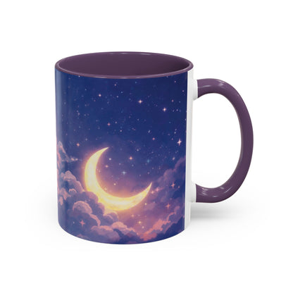 Crescent Moon Cloud Coffee Mug — Dreamy Night Sky Accent Mug