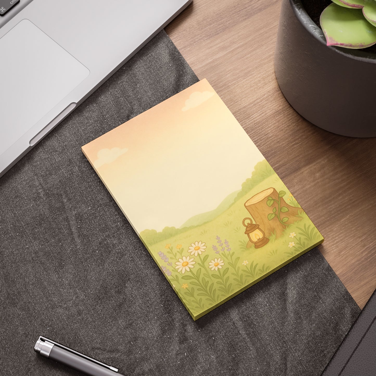 Wildflower Meadow Post-it Notes — Cute Lantern & Stump Sticky Notes for Desk Organization