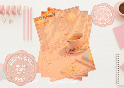 Sunny desk Planner digital set – 3 Page Printable JPG (Daily, Weekly, Monthly)