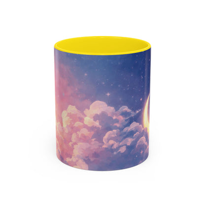 Crescent Moon Cloud Coffee Mug — Dreamy Night Sky Accent Mug