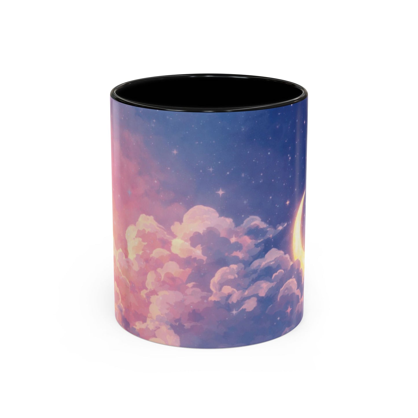 Crescent Moon Cloud Coffee Mug — Dreamy Night Sky Accent Mug