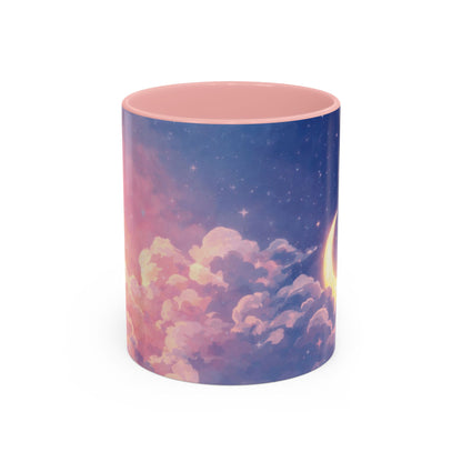 Crescent Moon Cloud Coffee Mug — Dreamy Night Sky Accent Mug