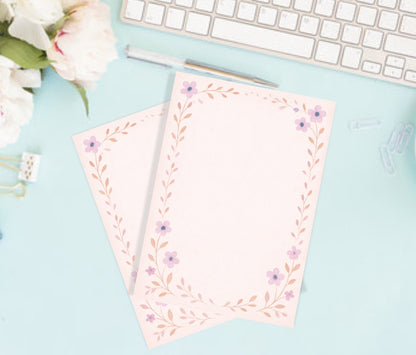 Simple spring pink note pad - Kawaii Notepad - Hand-Illustrated A5/A6 | Robins Crafts UK