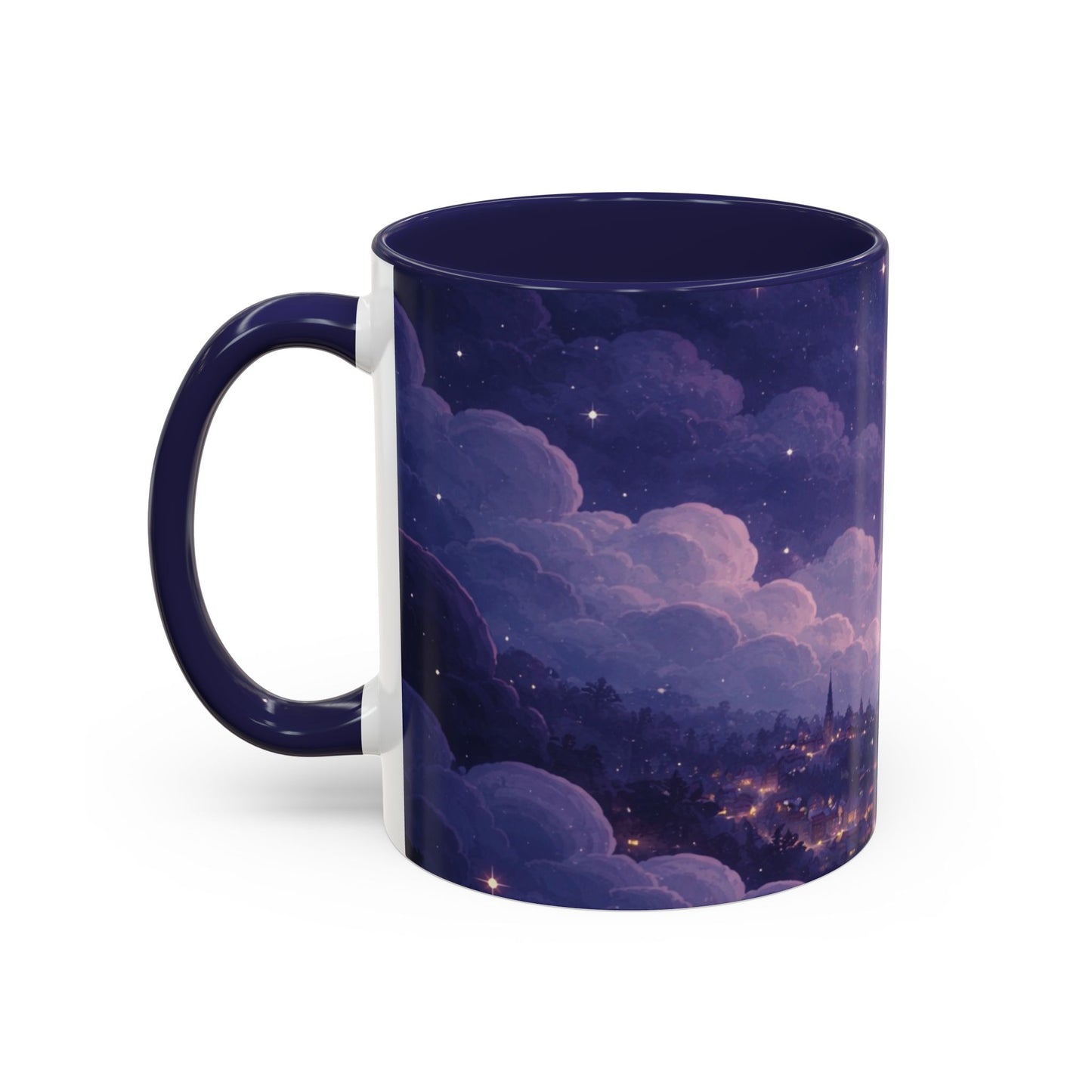 Crescent Night Sky Coffee Mug — Dreamy Purple Moonlit Landscape Accent Mug (11/15 oz)