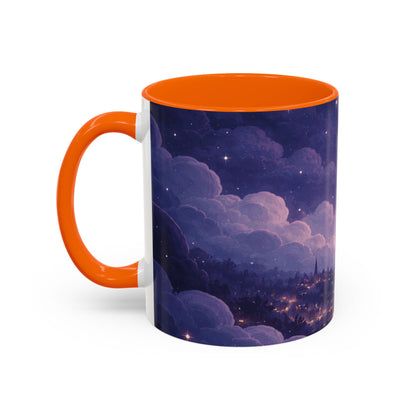 Crescent Night Sky Coffee Mug — Dreamy Purple Moonlit Landscape Accent Mug (11/15 oz)