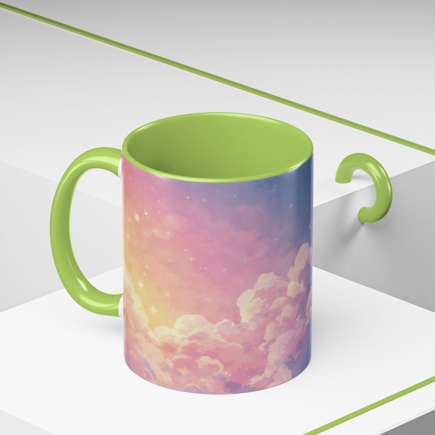 Crescent Moon Cloud Coffee Mug — Dreamy Night Sky Accent Mug