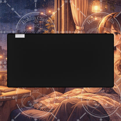 Cozy Night Train Anime Desk Mat — Girl by Window Gaming Mouse Pad
