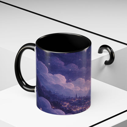 Crescent Night Sky Coffee Mug — Dreamy Purple Moonlit Landscape Accent Mug (11/15 oz)