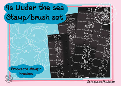 Under the sea stamps - procreate stamps/brushes - digital use only - procreate