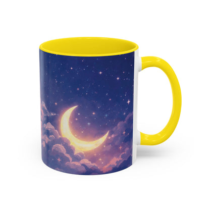 Crescent Moon Cloud Coffee Mug — Dreamy Night Sky Accent Mug