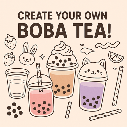 Boba tea set stamps -create your own boba tea- procreate stamps/brushes - digital use only - procreate