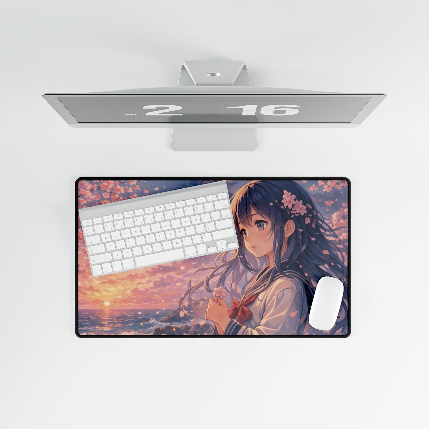 Anime Cherry Blossom Sunset Desk Mat — Large Gaming Mousepad