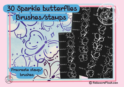 Butterflies stamps -sparkling butterfly’s - procreate stamps/brushes - digital use only - procreate