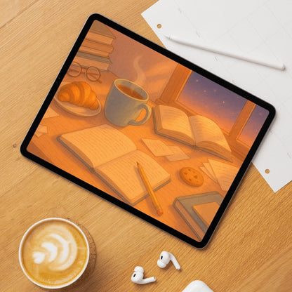 Cosy busy desk wallpaper – Cosy Digital Wallpaper Download | Art wallpaper
